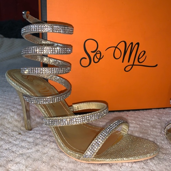 So Me Gold Rhinestone Heels - Picture 2 of 4